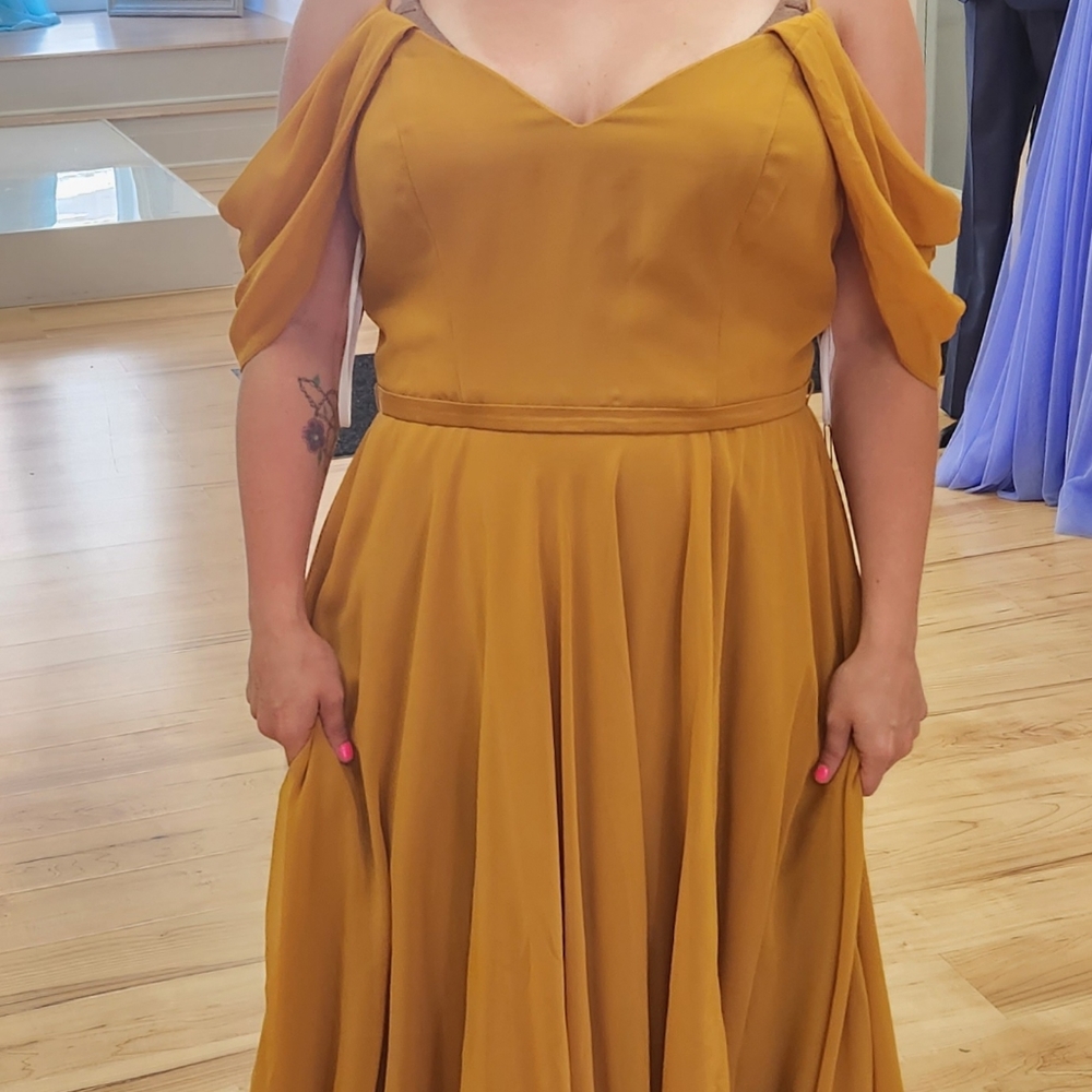 BRAND NEW/UNALTERED Size 12 Marigold Bridesmaid Dress.
